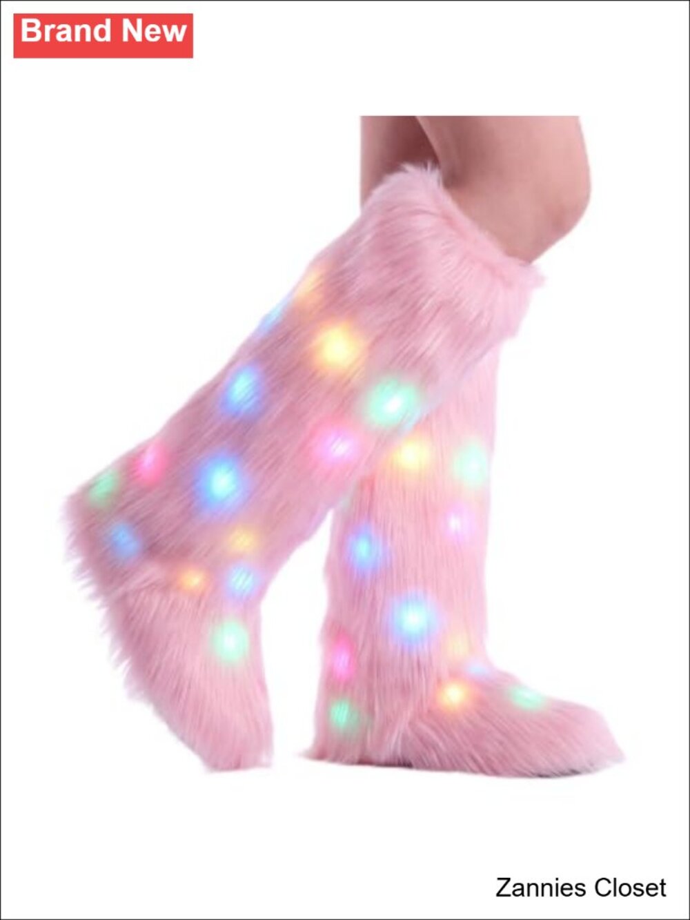 👻 Bonuci LED Light Faux Fur Knee High Leg Warmers Halloween Rave Costume